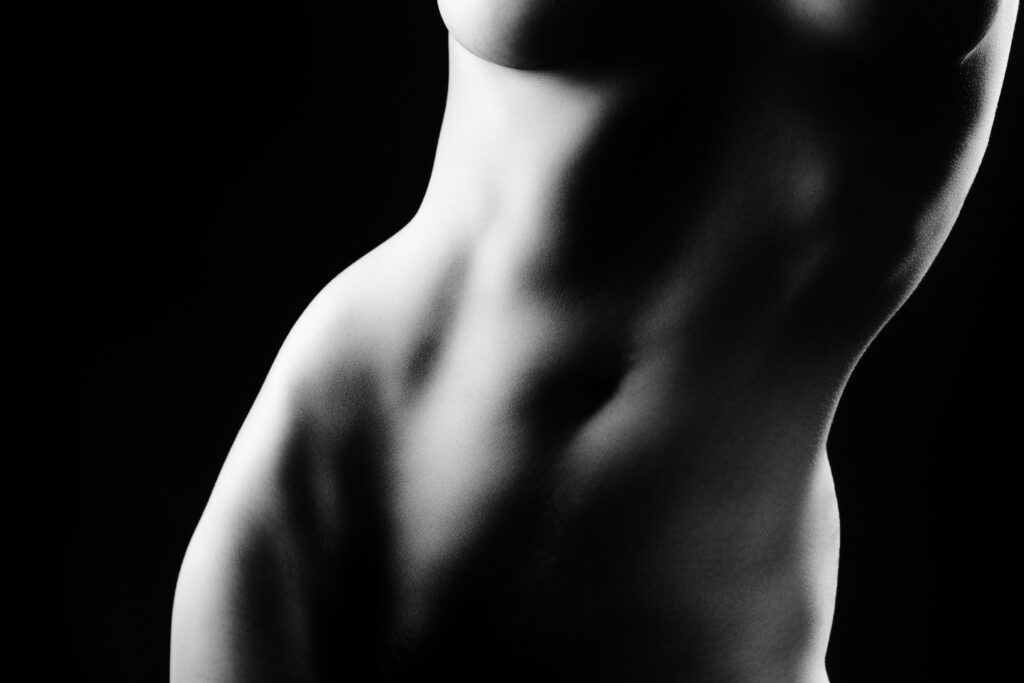 Artistic black and white body silhouette